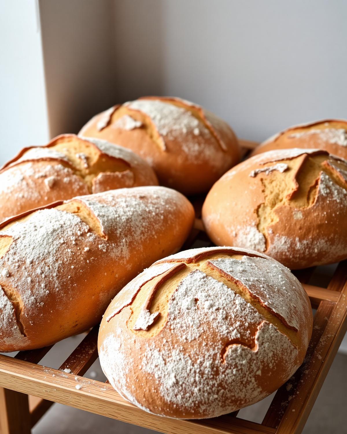 Sourdough, dusted, racked.