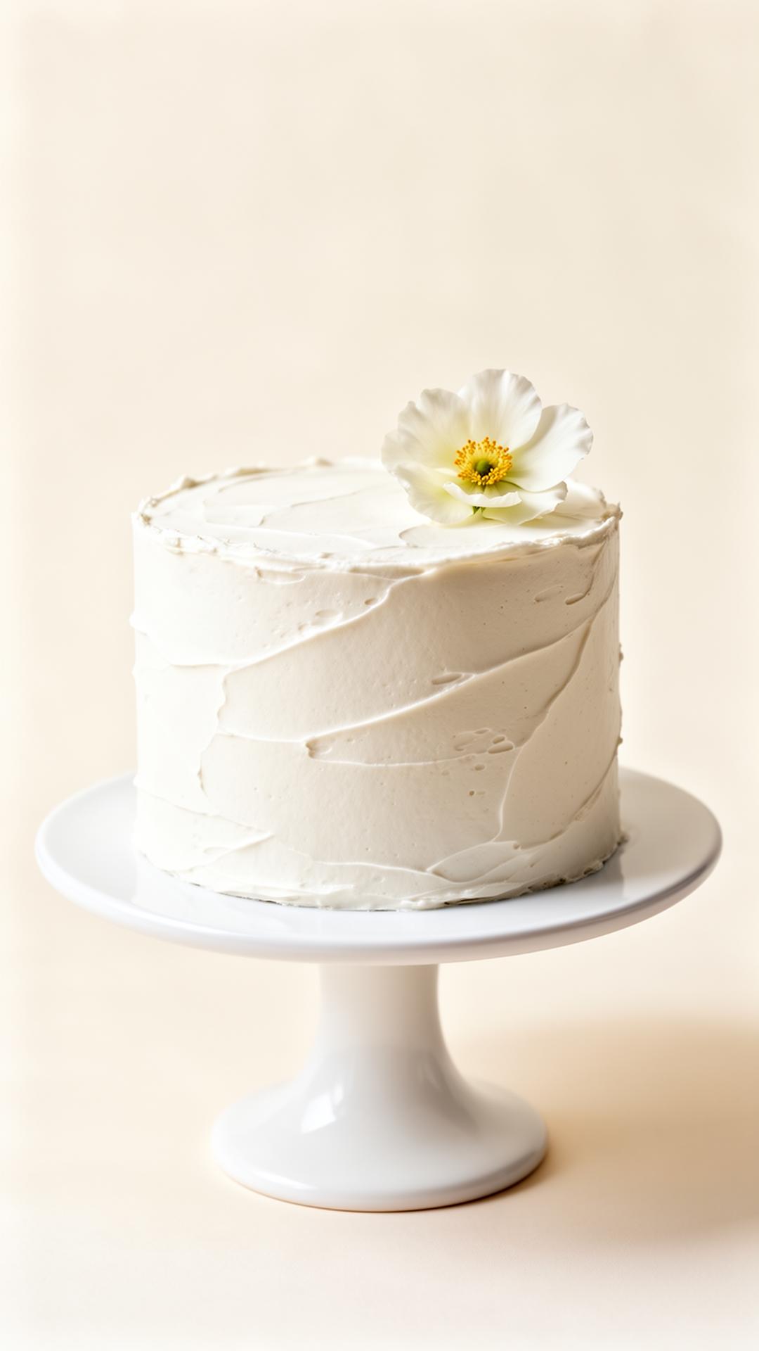 Minimal white celebration cake on a pedestal