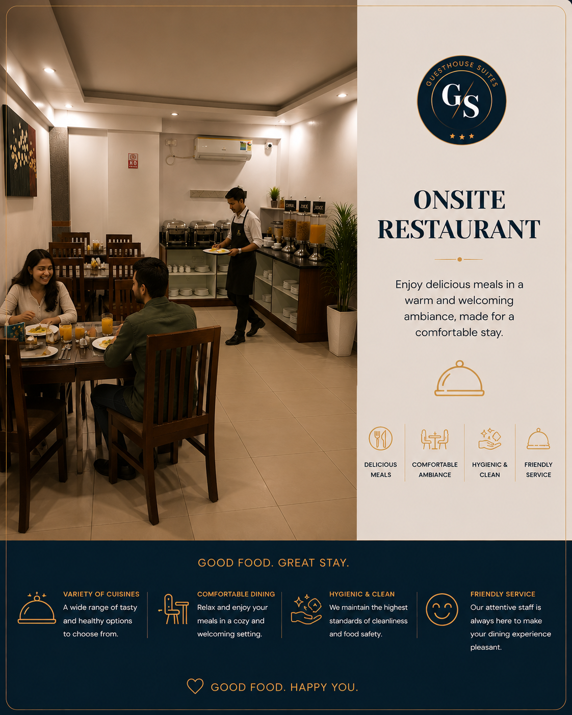 Onsite restaurant Guest House Suites Kadubeesanahalli